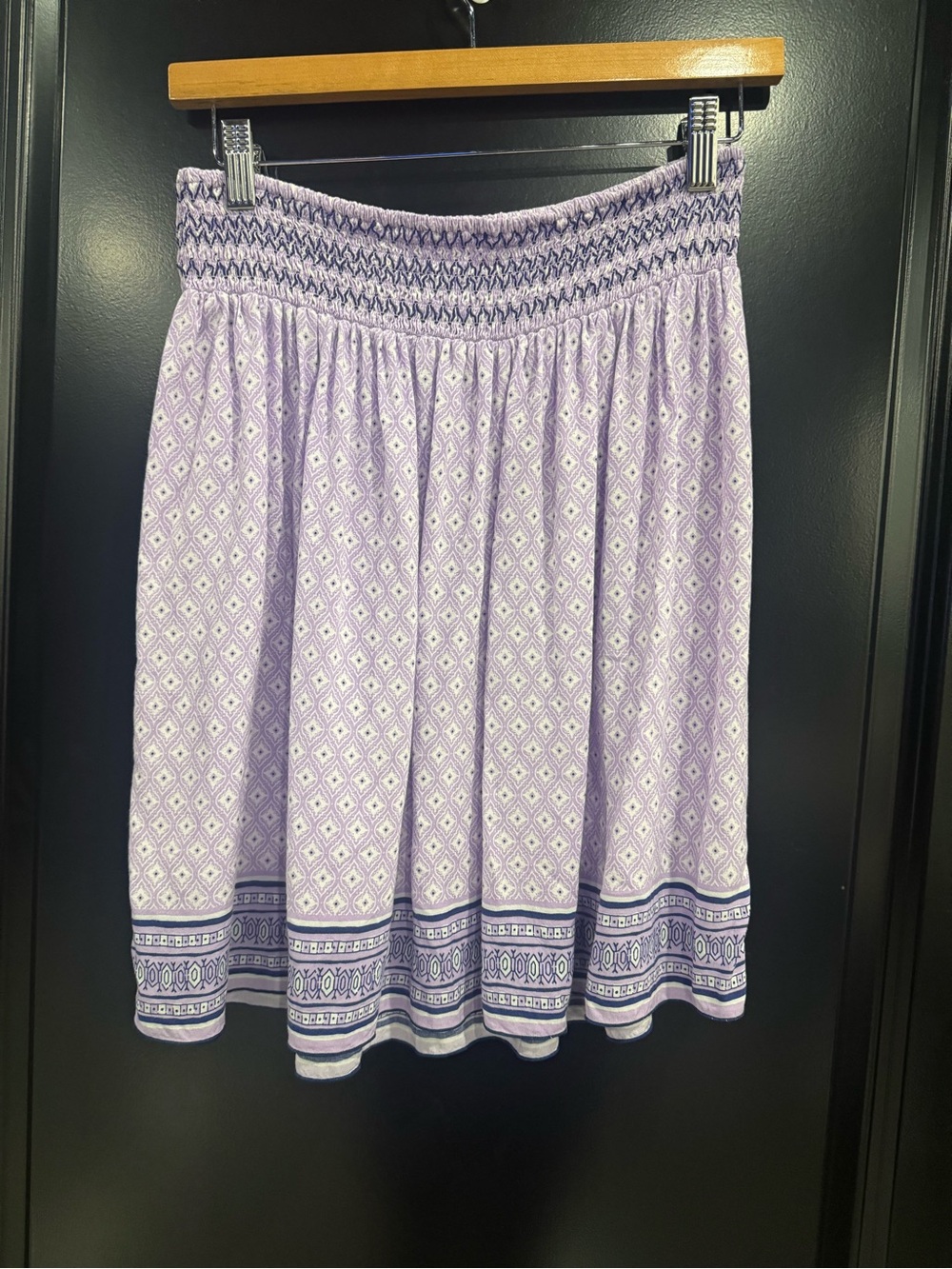Old Navy Lavender Smocked Waist Border Print Skirt